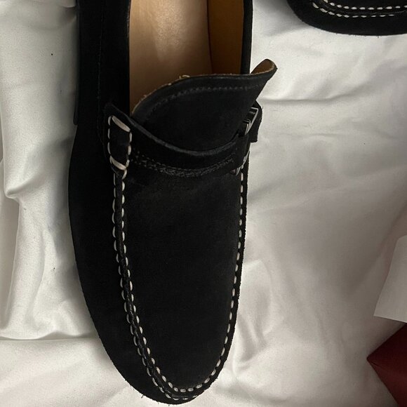 MEN'S SALVATORE FERRAGAMO BLACK SUEDE DRIVERS SIZE US 11 DUBLO 2 NERO BUC SUEDE - Picture 10 of 15